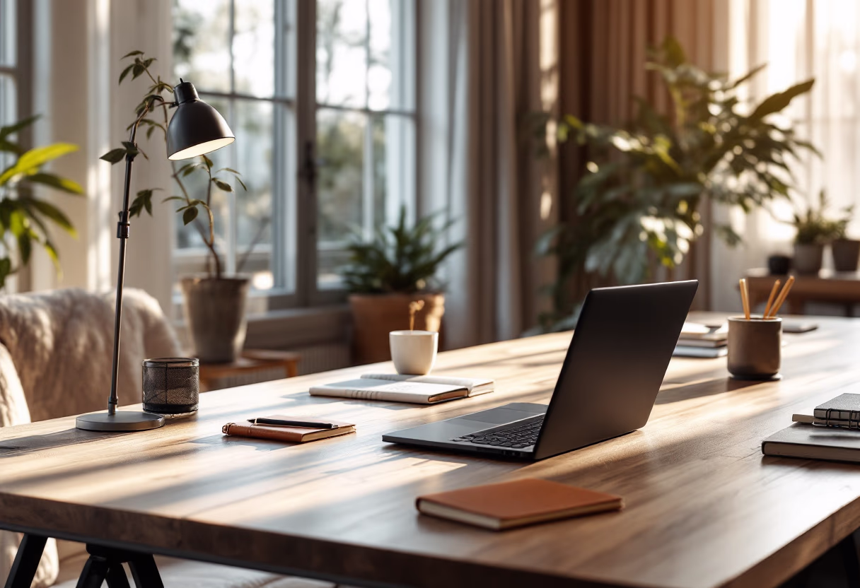 [background image] image of a writing desk with a laptop for an insurance agency & company