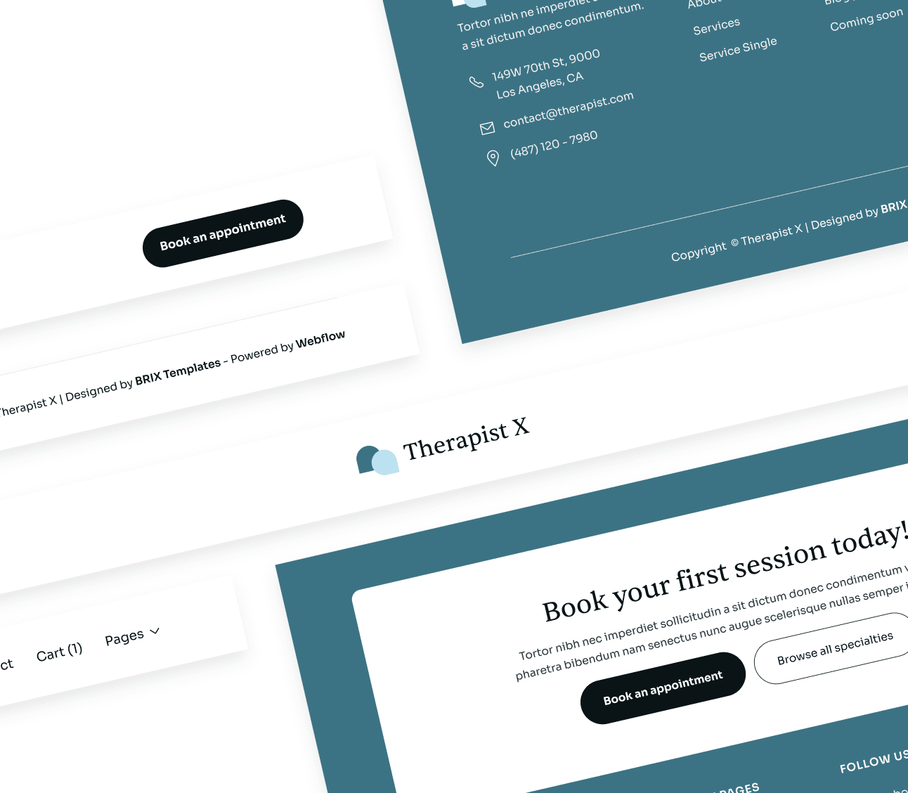 Therapist X - 3 Headers And Footers - Therapy Webflow Template