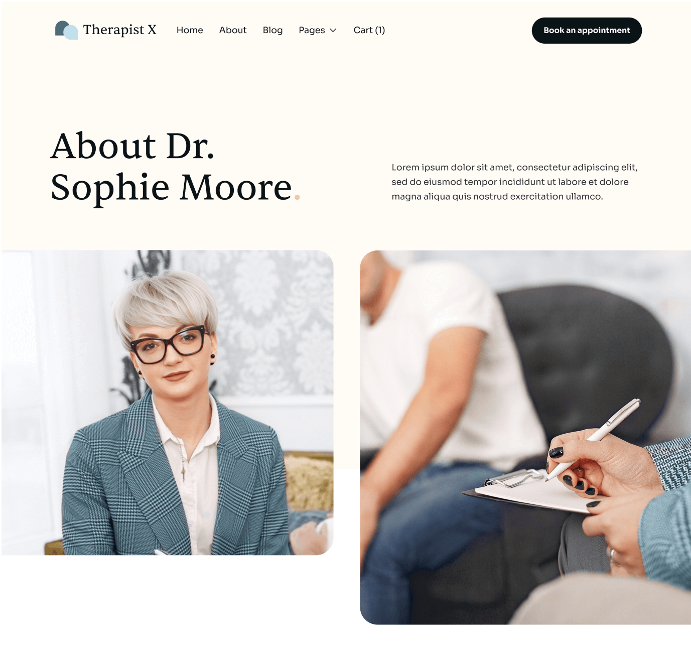 Therapist X - About Top Page - Therapy Webflow Template