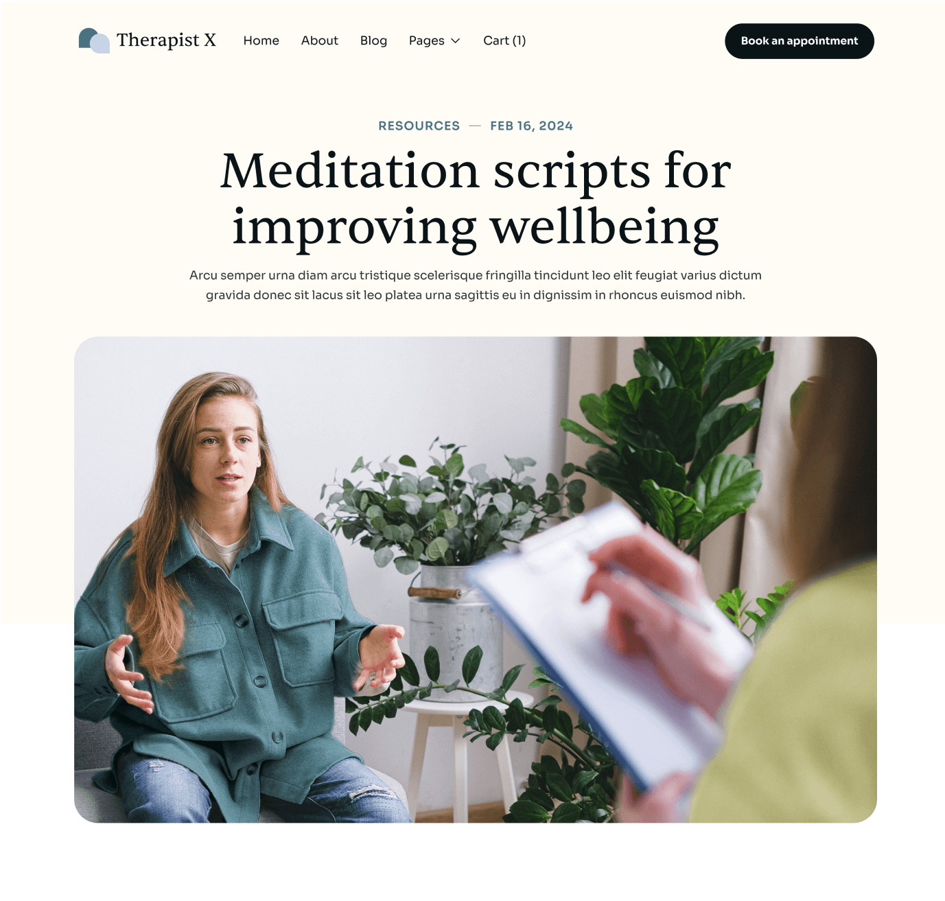 Therapist X - Blog Post Top Page - Therapy Webflow Template