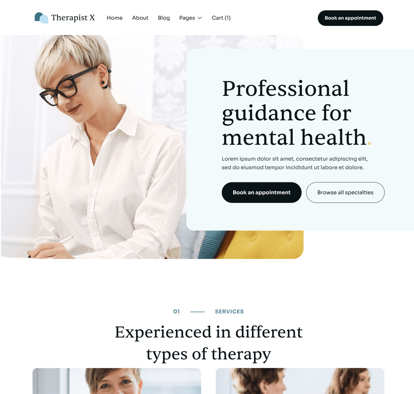 Therapist X - Home V3 Top Page - Therapy Webflow Template