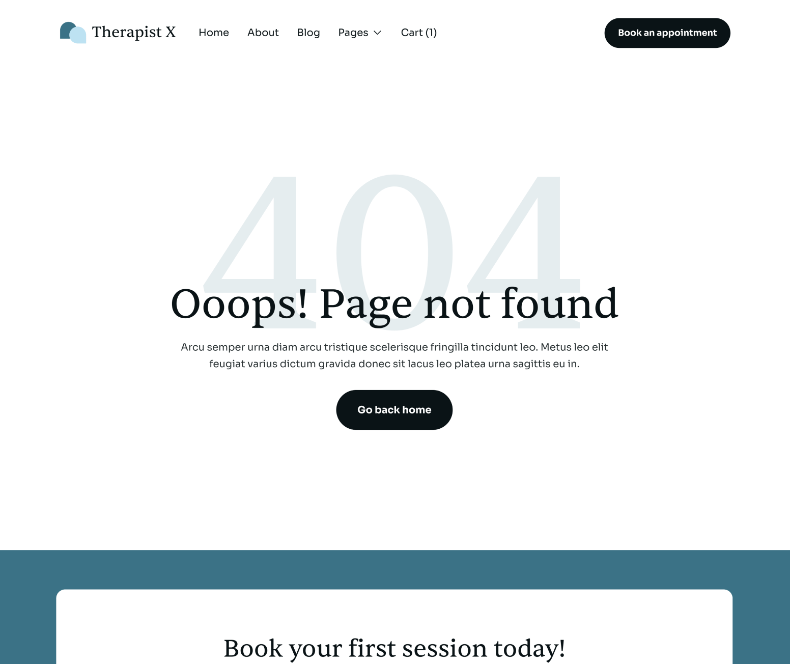 Therapist X - 404 Not Found Utility Page - Therapy Webflow Template