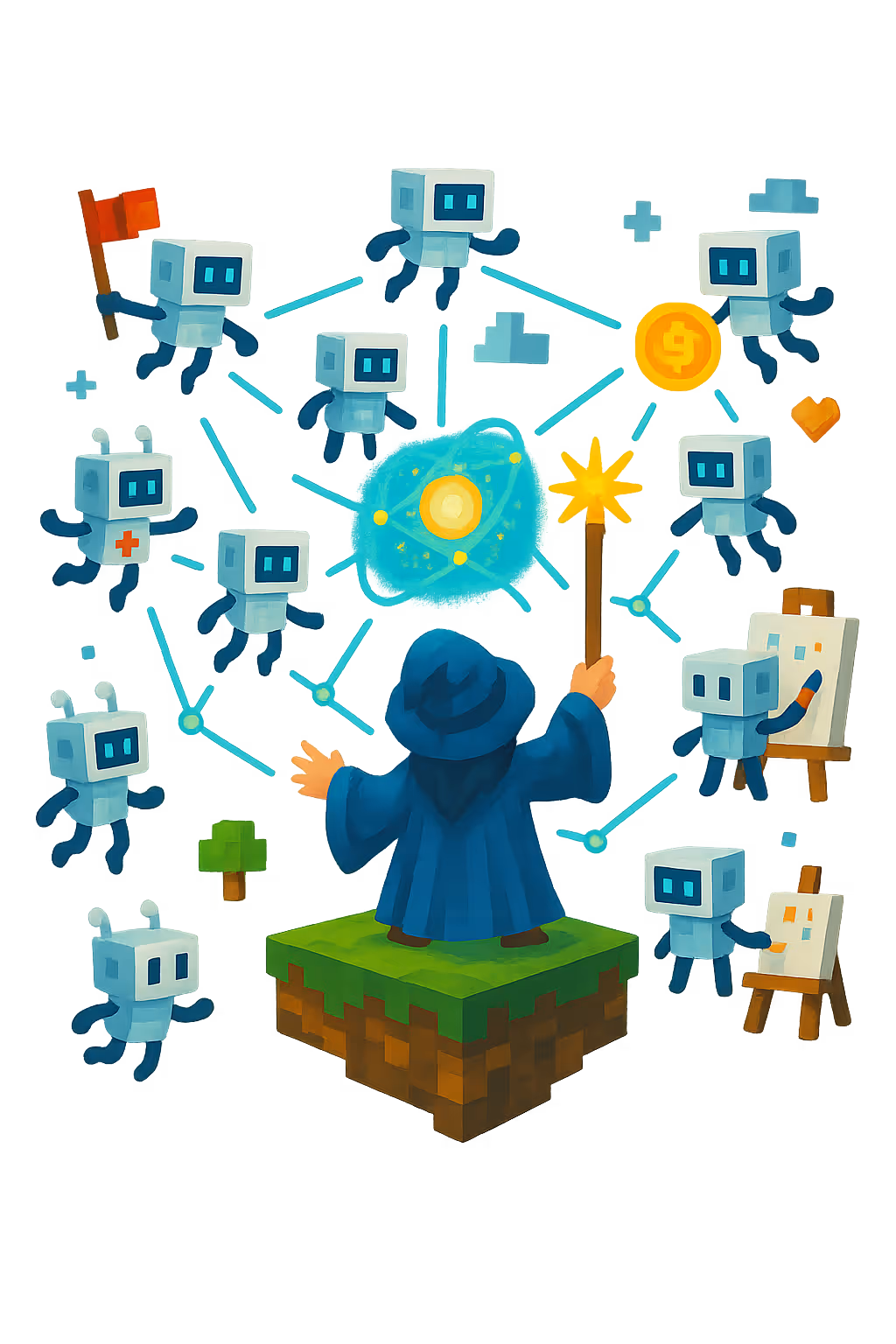 wizard orchestrating bots 3