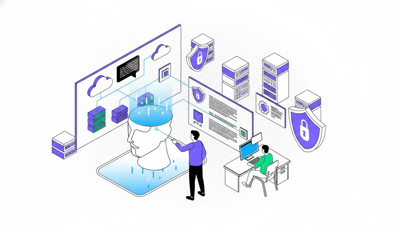 Cloud native security architecture connecting APIs, containers, cloud services, and identity controls