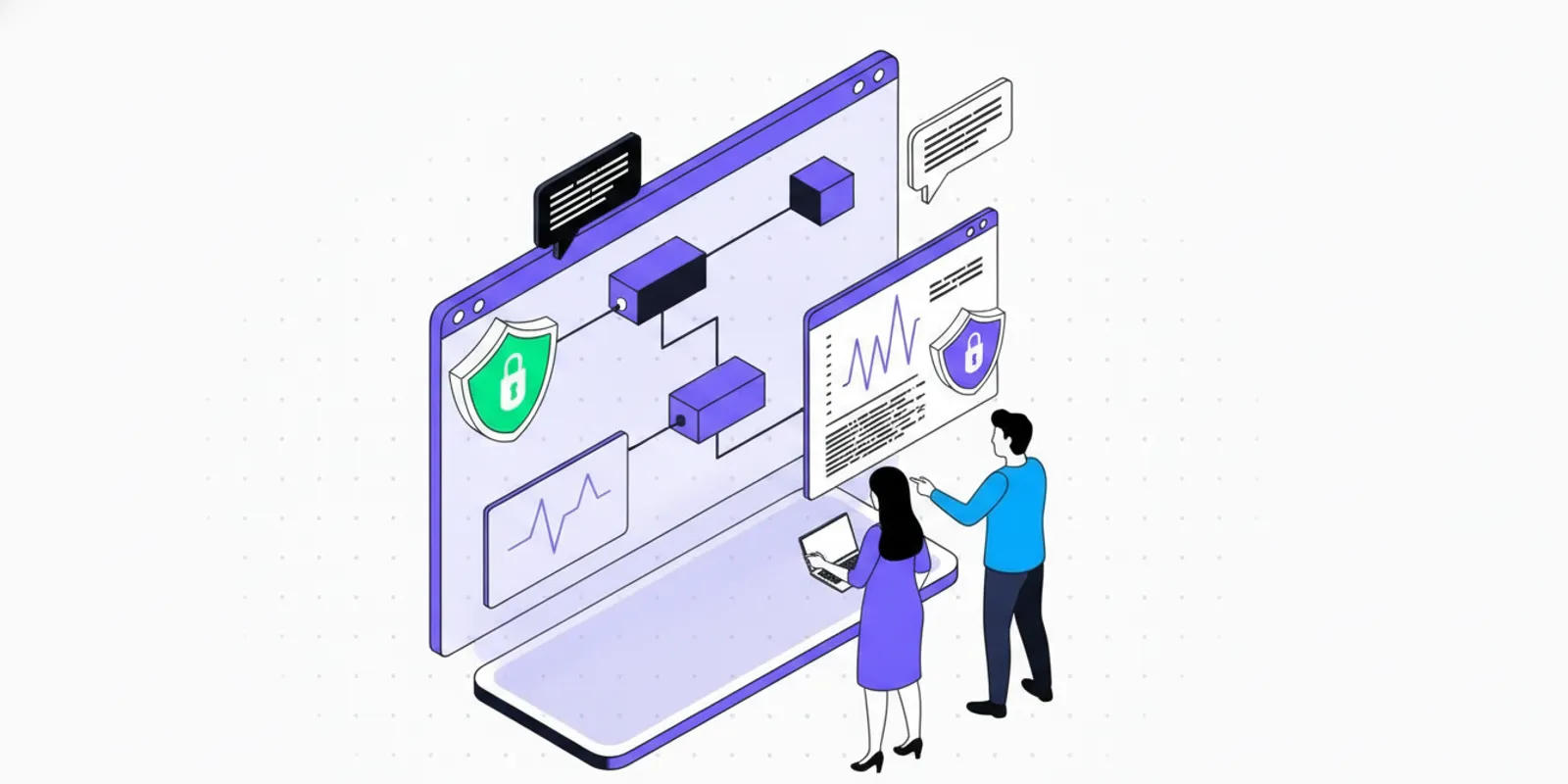 Product and security teammates review an AI application architecture on a screen