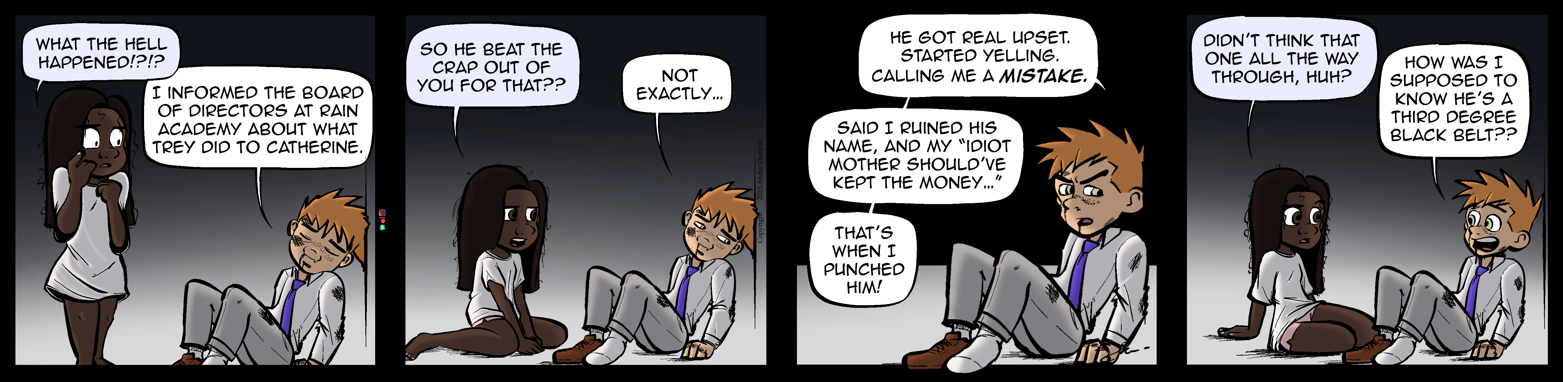 Thumbnail images of individual Somewhere in Between comic strips displayed in chronological order. Each image serves as a clickable link, allowing users to view the full comic and navigate through the archive one strip at a time.
