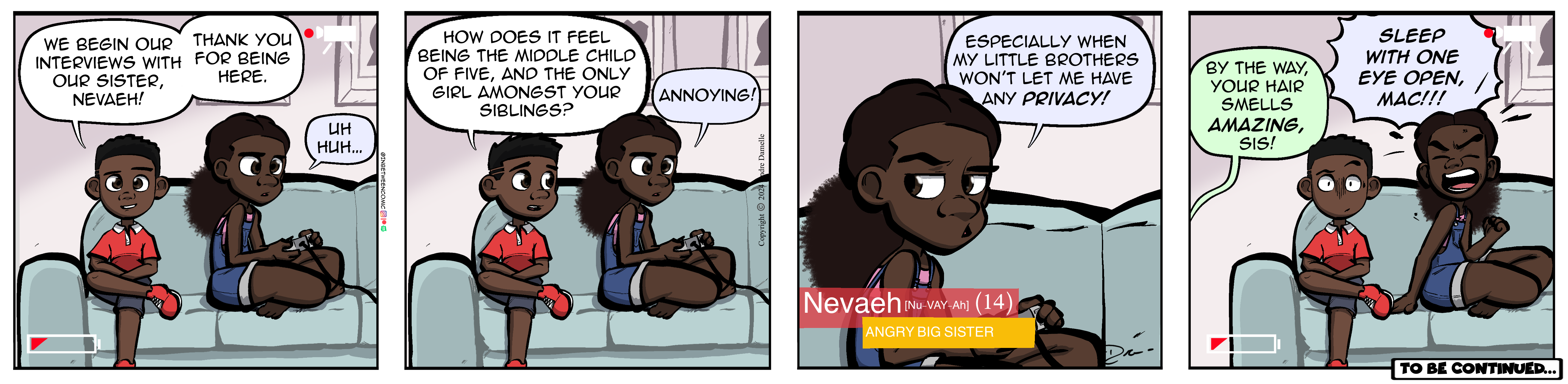 Thumbnail images of individual Somewhere in Between comic strips displayed in chronological order. Each image serves as a clickable link, allowing users to view the full comic and navigate through the archive one strip at a time.