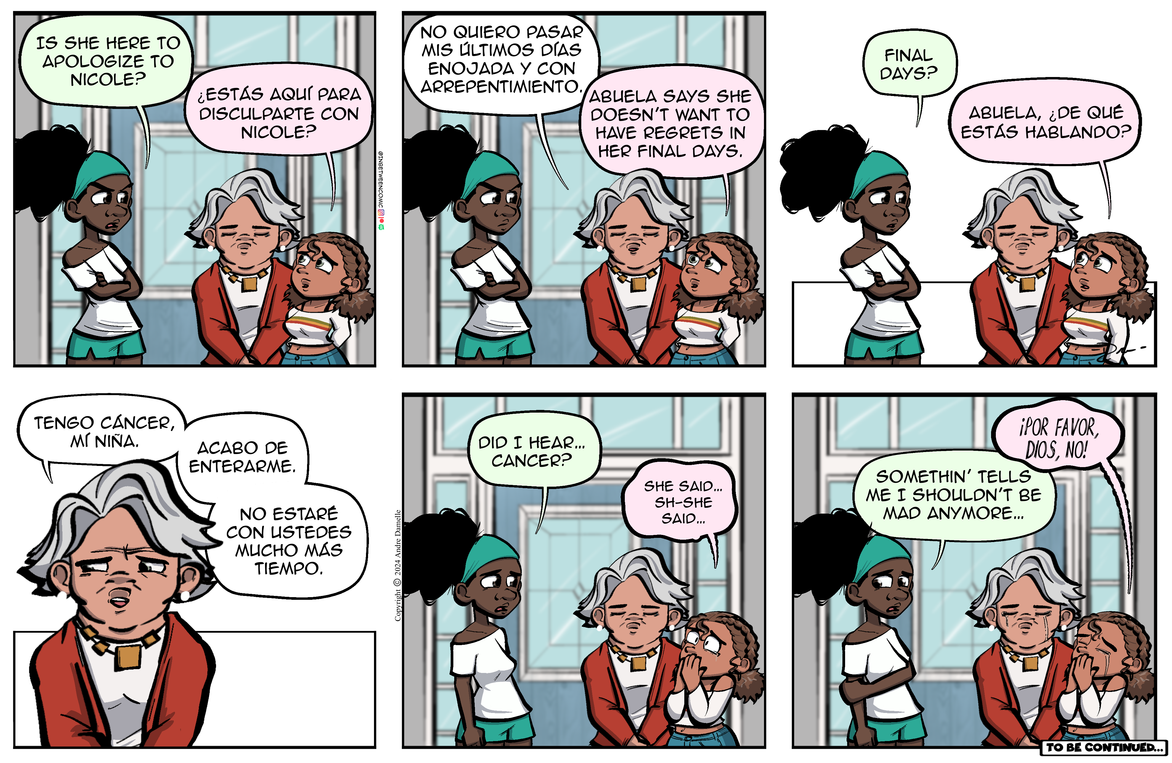 Thumbnail images of individual Somewhere in Between comic strips displayed in chronological order. Each image serves as a clickable link, allowing users to view the full comic and navigate through the archive one strip at a time.