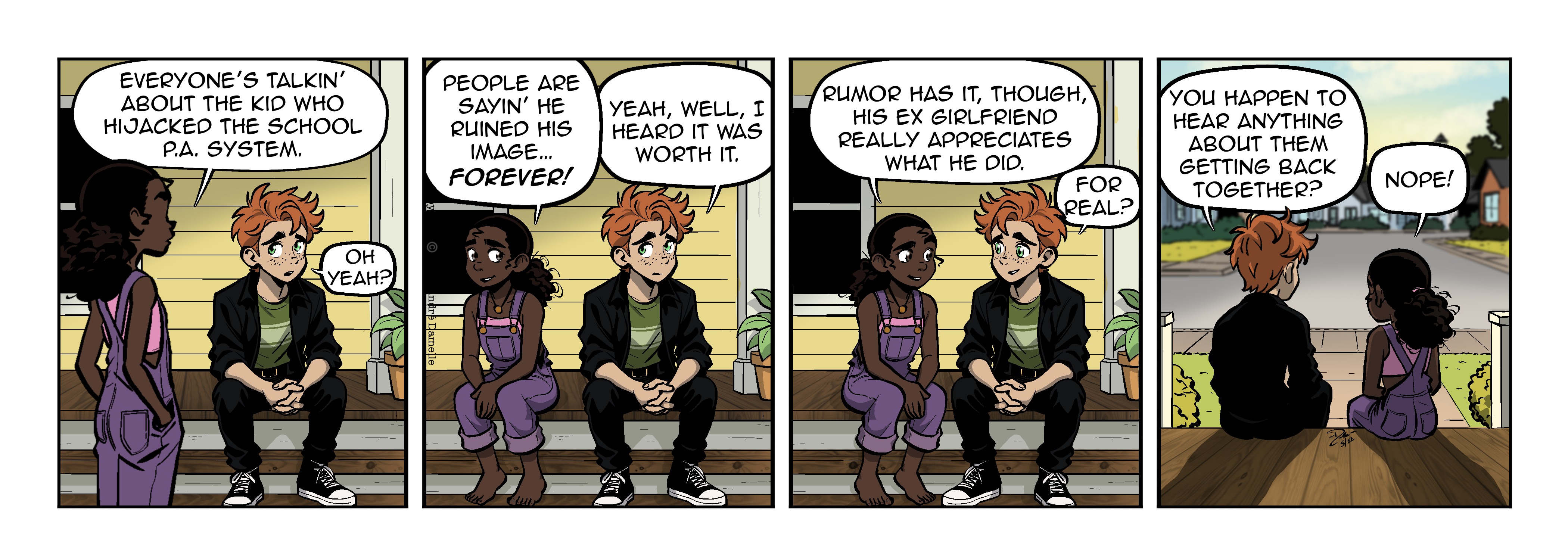 Thumbnail images of individual Somewhere in Between comic strips displayed in chronological order. Each image serves as a clickable link, allowing users to view the full comic and navigate through the archive one strip at a time.