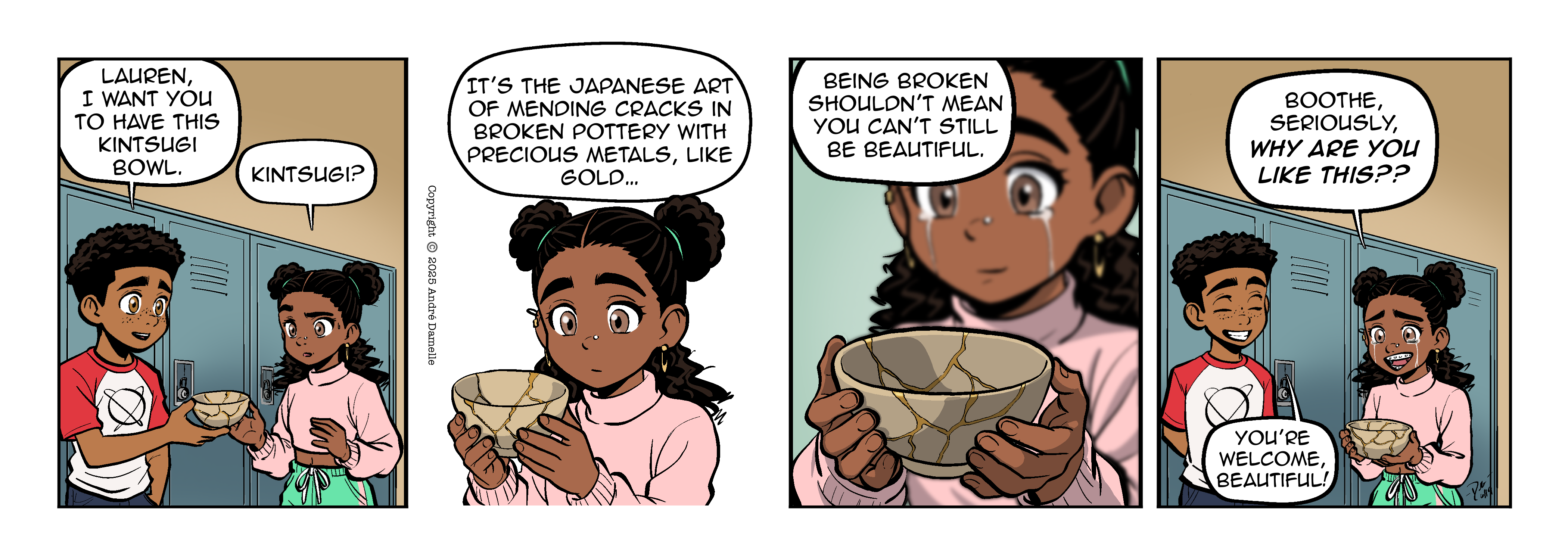 Thumbnail images of individual Somewhere in Between comic strips displayed in chronological order. Each image serves as a clickable link, allowing users to view the full comic and navigate through the archive one strip at a time.