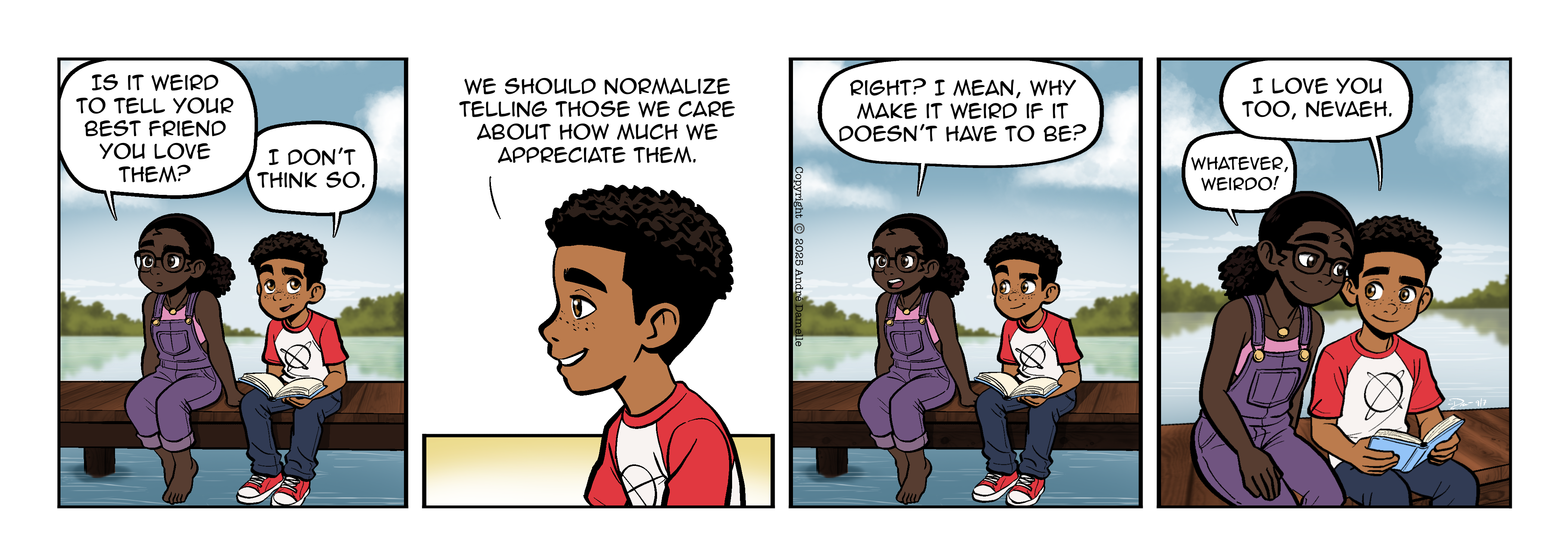 Thumbnail images of individual Somewhere in Between comic strips displayed in chronological order. Each image serves as a clickable link, allowing users to view the full comic and navigate through the archive one strip at a time.