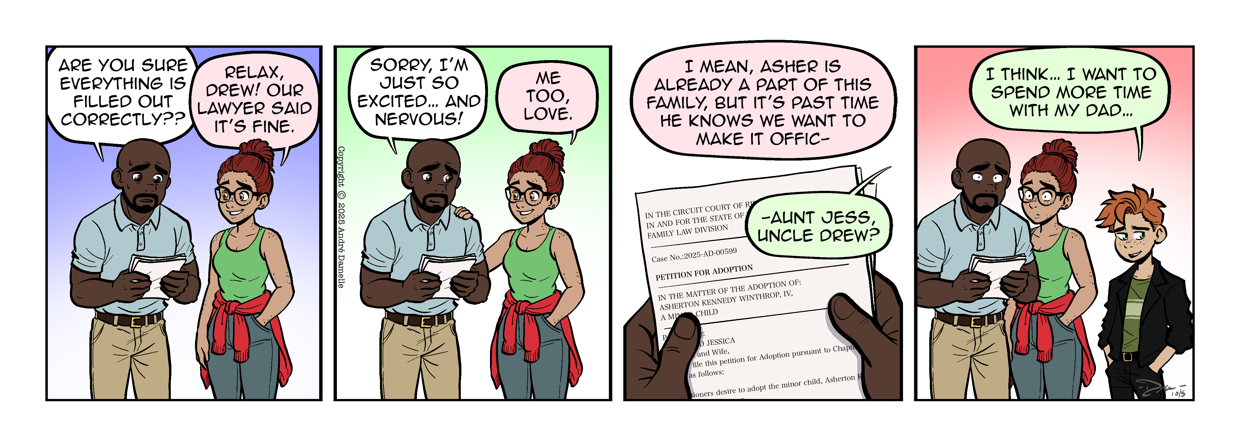 Thumbnail images of individual Somewhere in Between comic strips displayed in chronological order. Each image serves as a clickable link, allowing users to view the full comic and navigate through the archive one strip at a time.