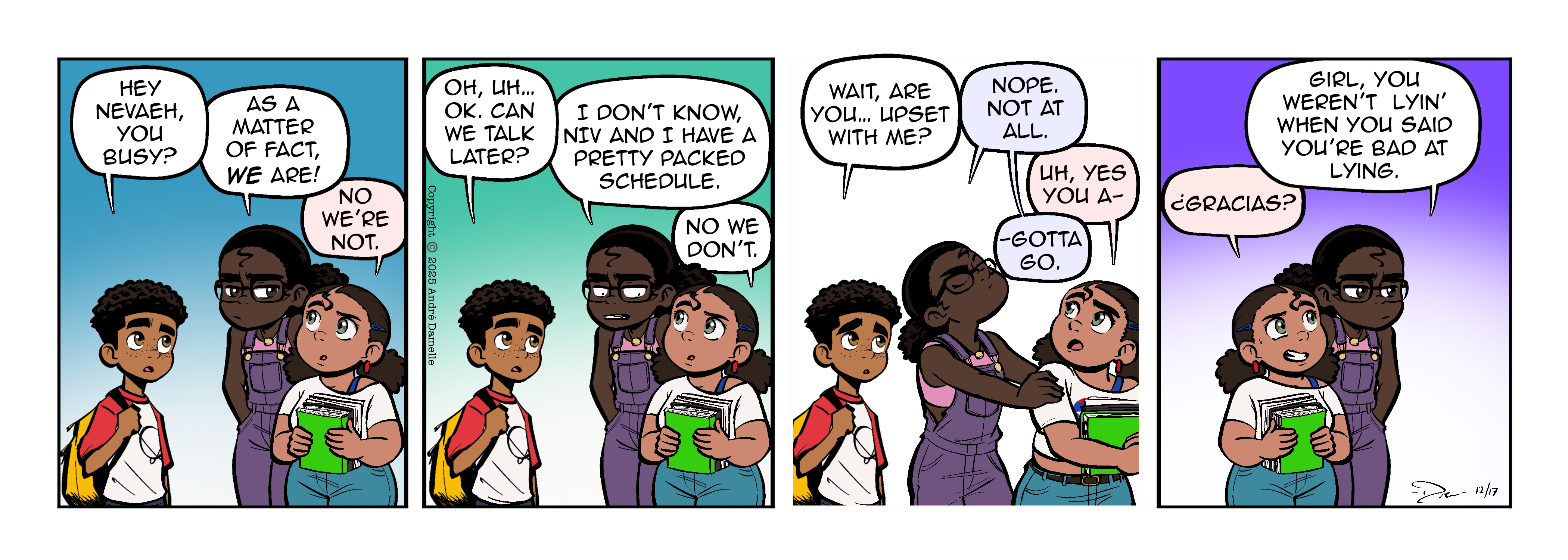 Thumbnail images of individual Somewhere in Between comic strips displayed in chronological order. Each image serves as a clickable link, allowing users to view the full comic and navigate through the archive one strip at a time.