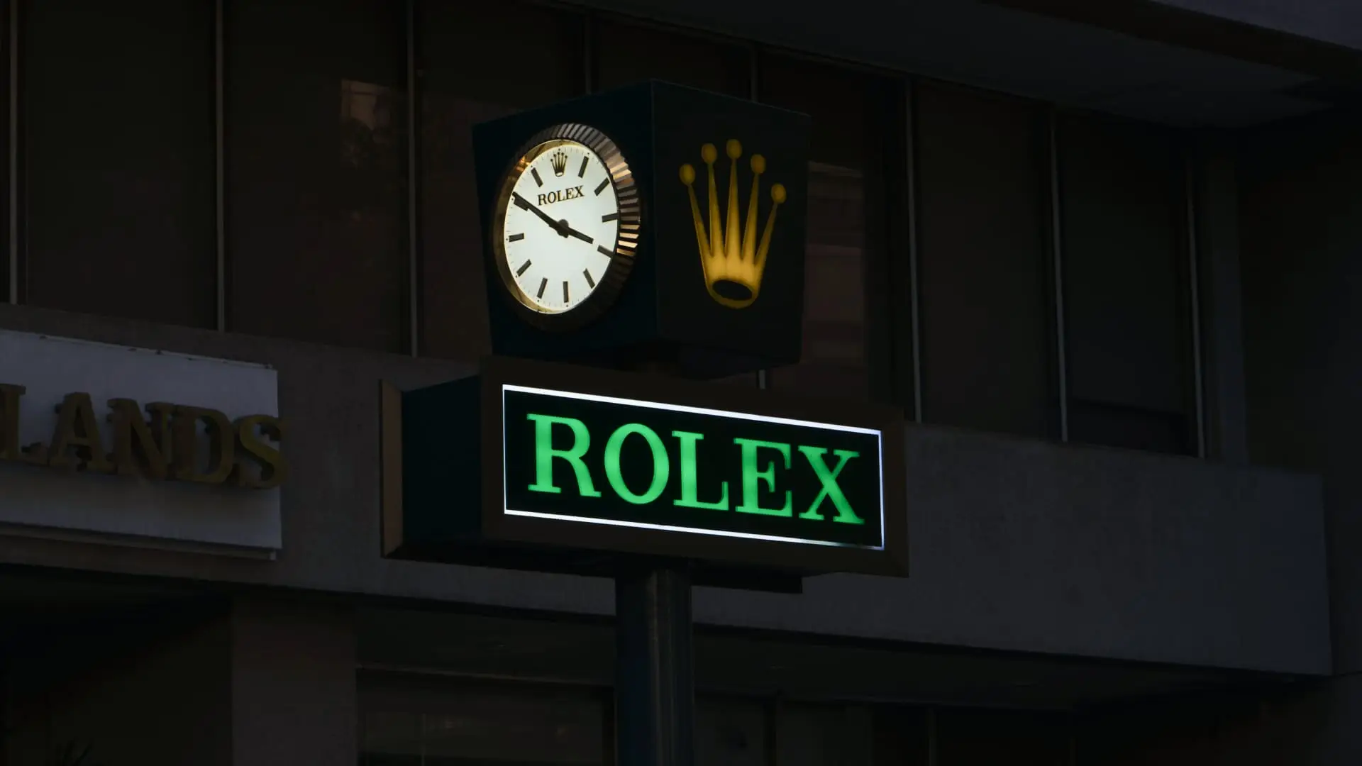 Rolex storefont and sign.