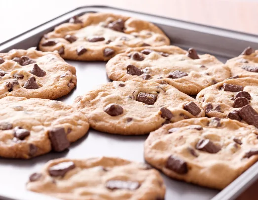 Tray of chocolate chip cookies