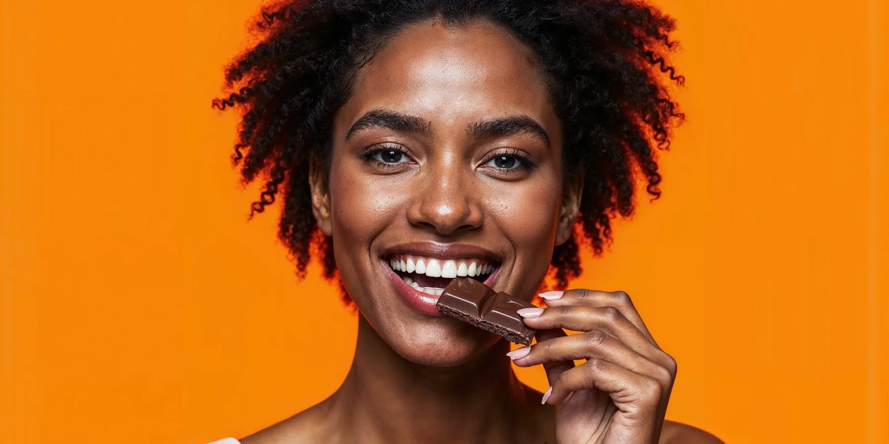 Woman eating chocolate