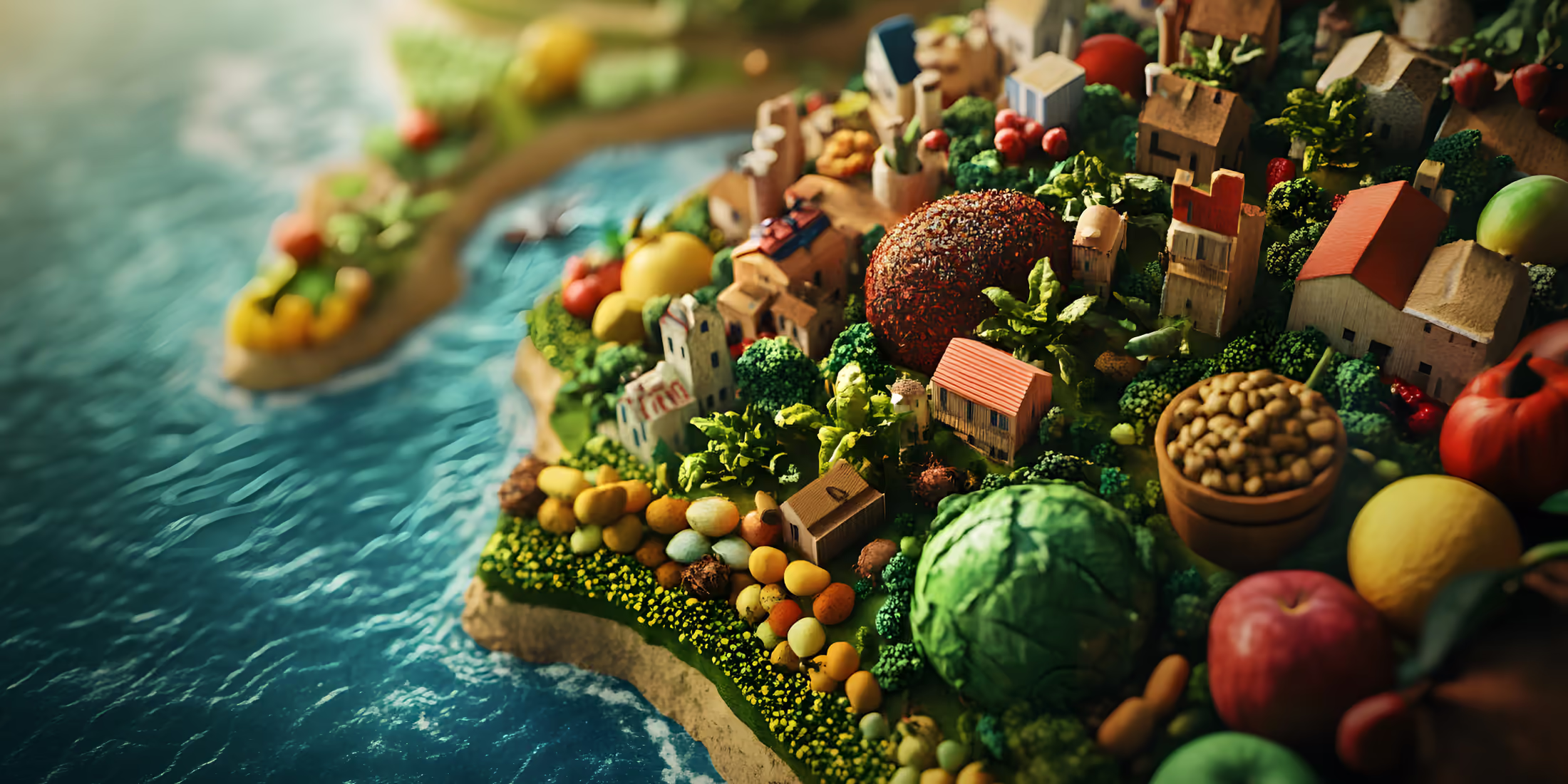 Dried spices & food creating a map of the world.