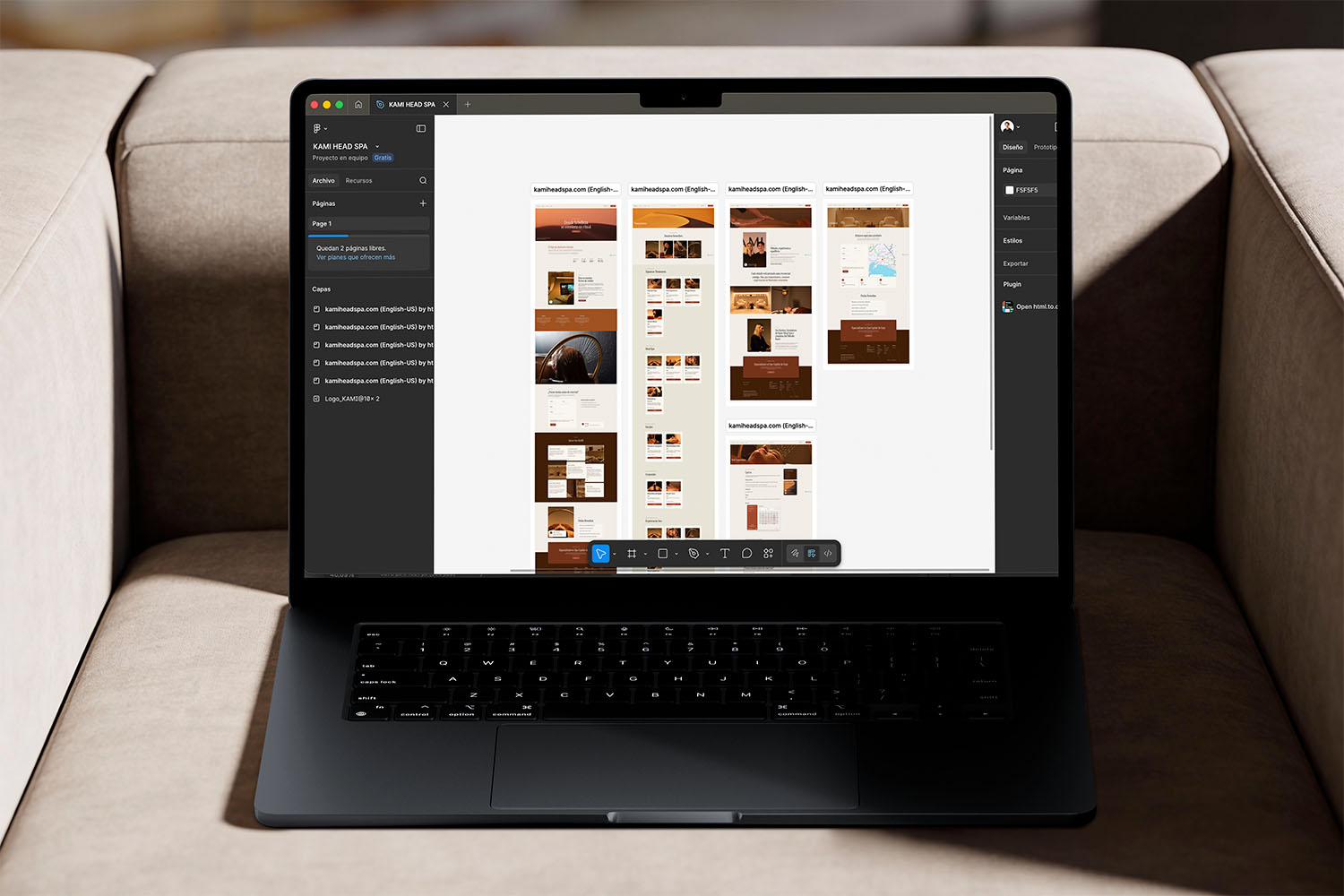 Mockup web Kami Head Spa en laptop — diseño y desarrollo por Indigo Estudio