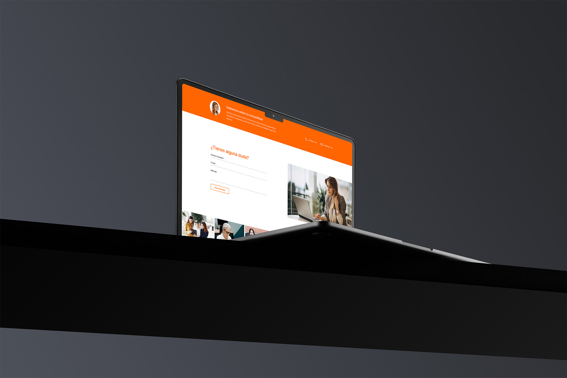Página servicios ABR Seguros en mockup — diseño web Indigo Estudio Mallorca