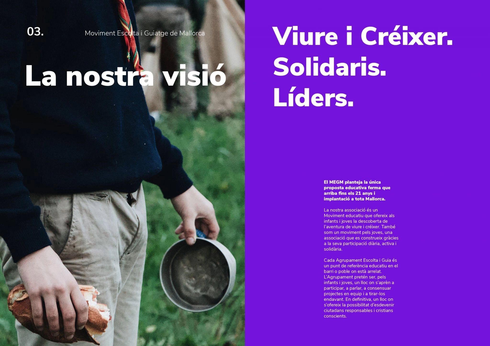 Brandbook MEGM página 4 — branding Moviment Escolta Guiatge Mallorca por Indigo Estudio
