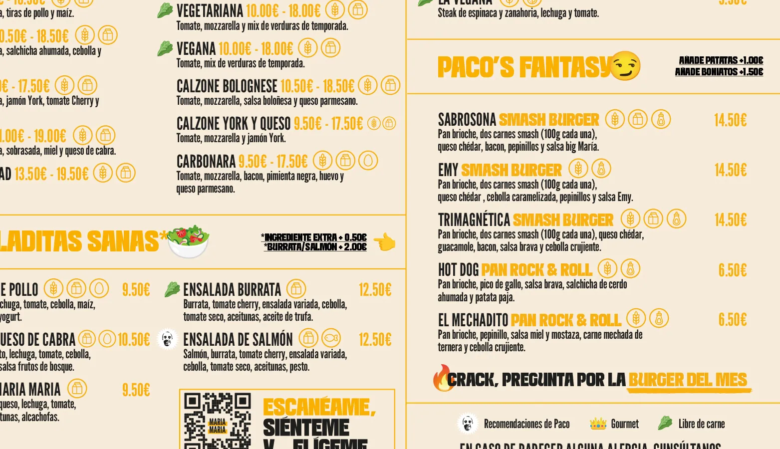 Cartas completas restaurante Maria Maria — dirección artística por Indigo Estudio