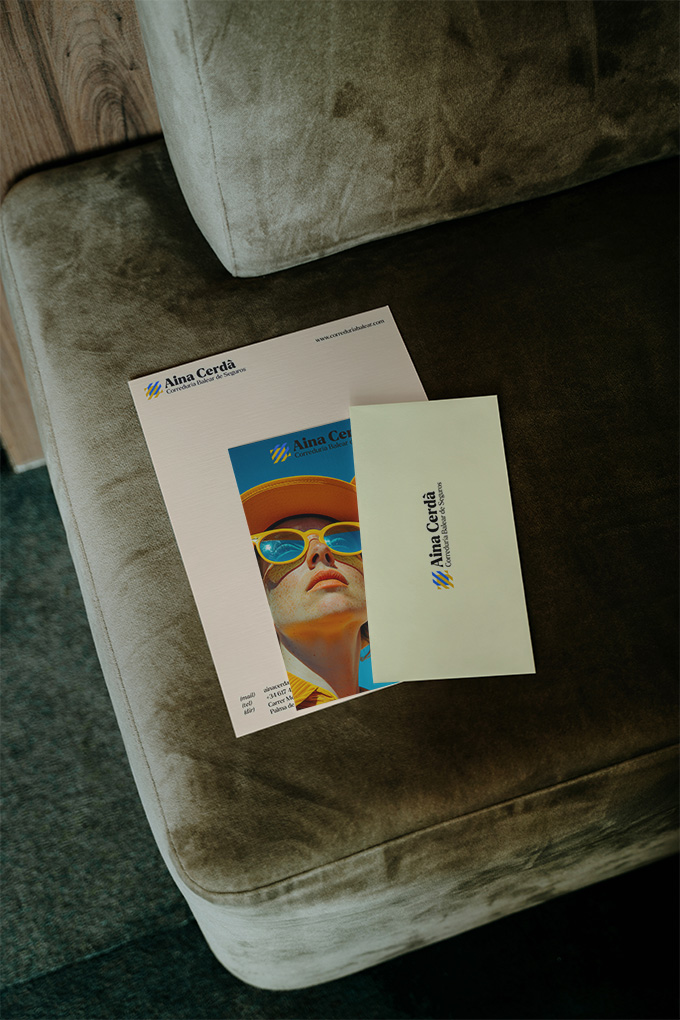 Sistema visual Correduría Balear de Seguros — diseño por Indigo Estudio Mallorca