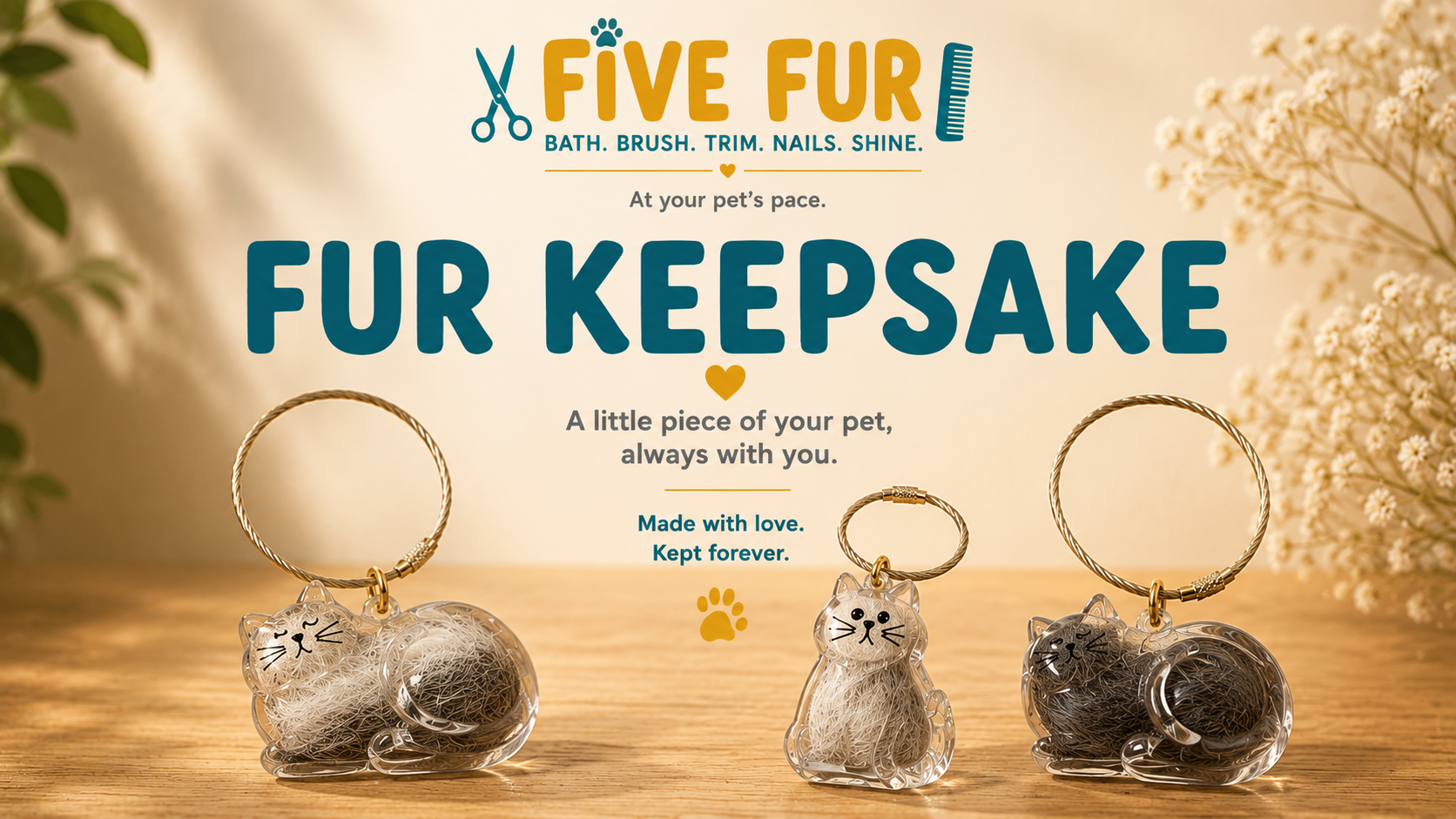 Personalised cat fur keepsake charm