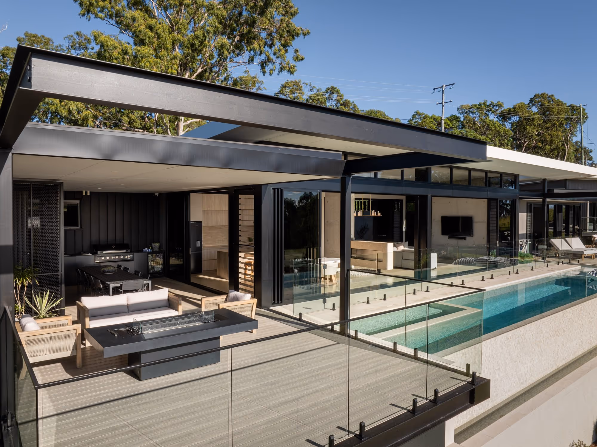 Panorama Drive Brisbane luxury Airbnb living room with modern furnishings and staging