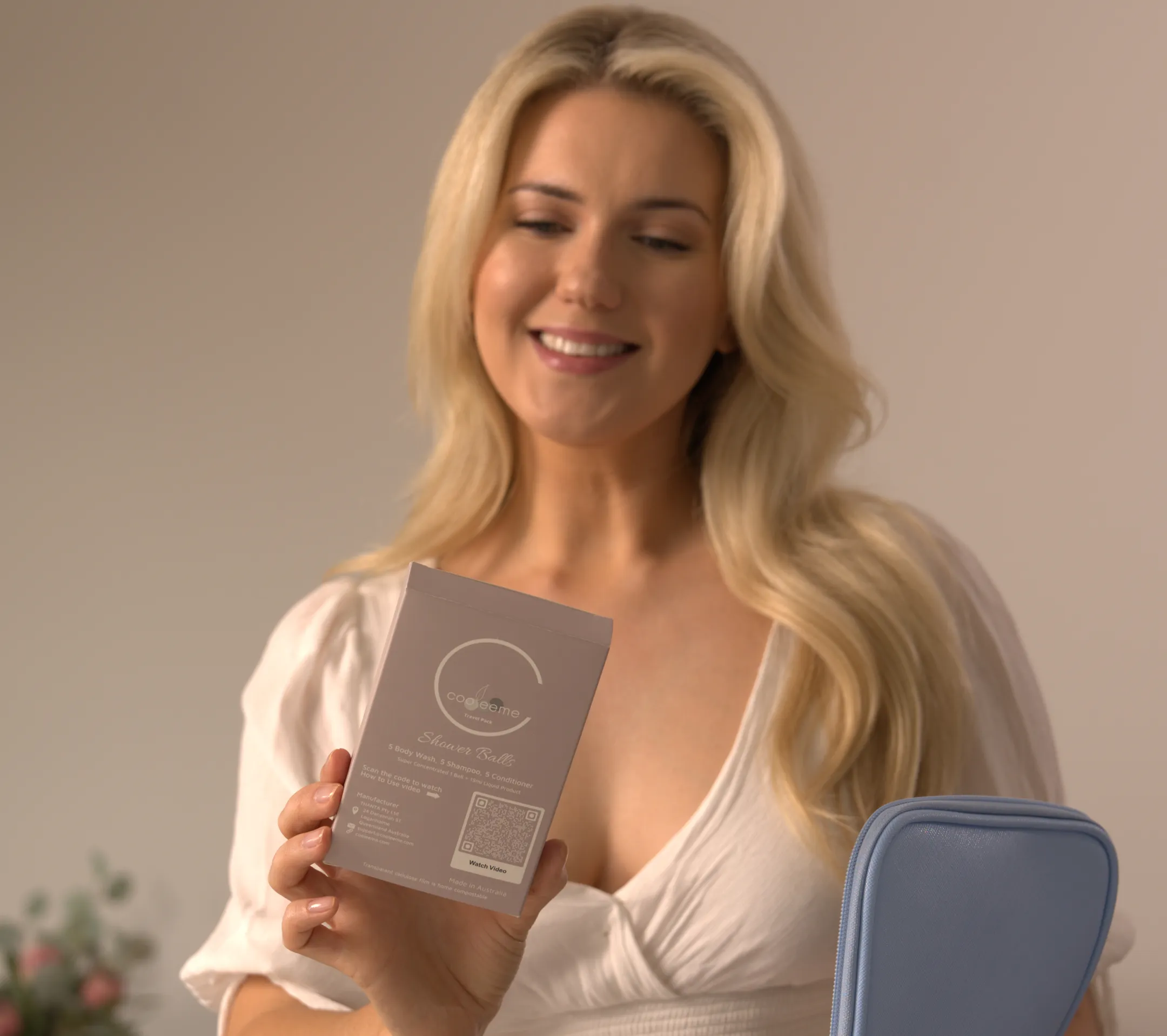 A beautiful picture of a lady, showing the product.