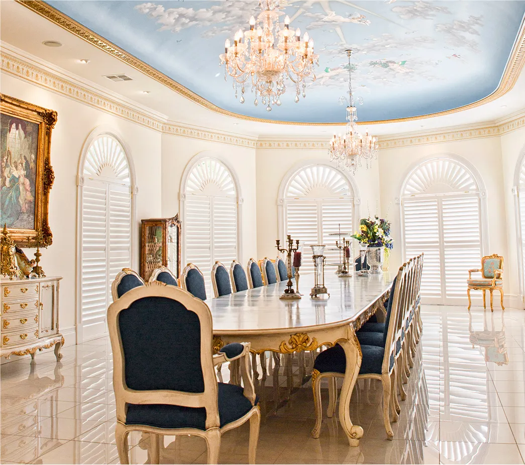 Beautiful Decorative hall system of a house showing it's dinner chairs.