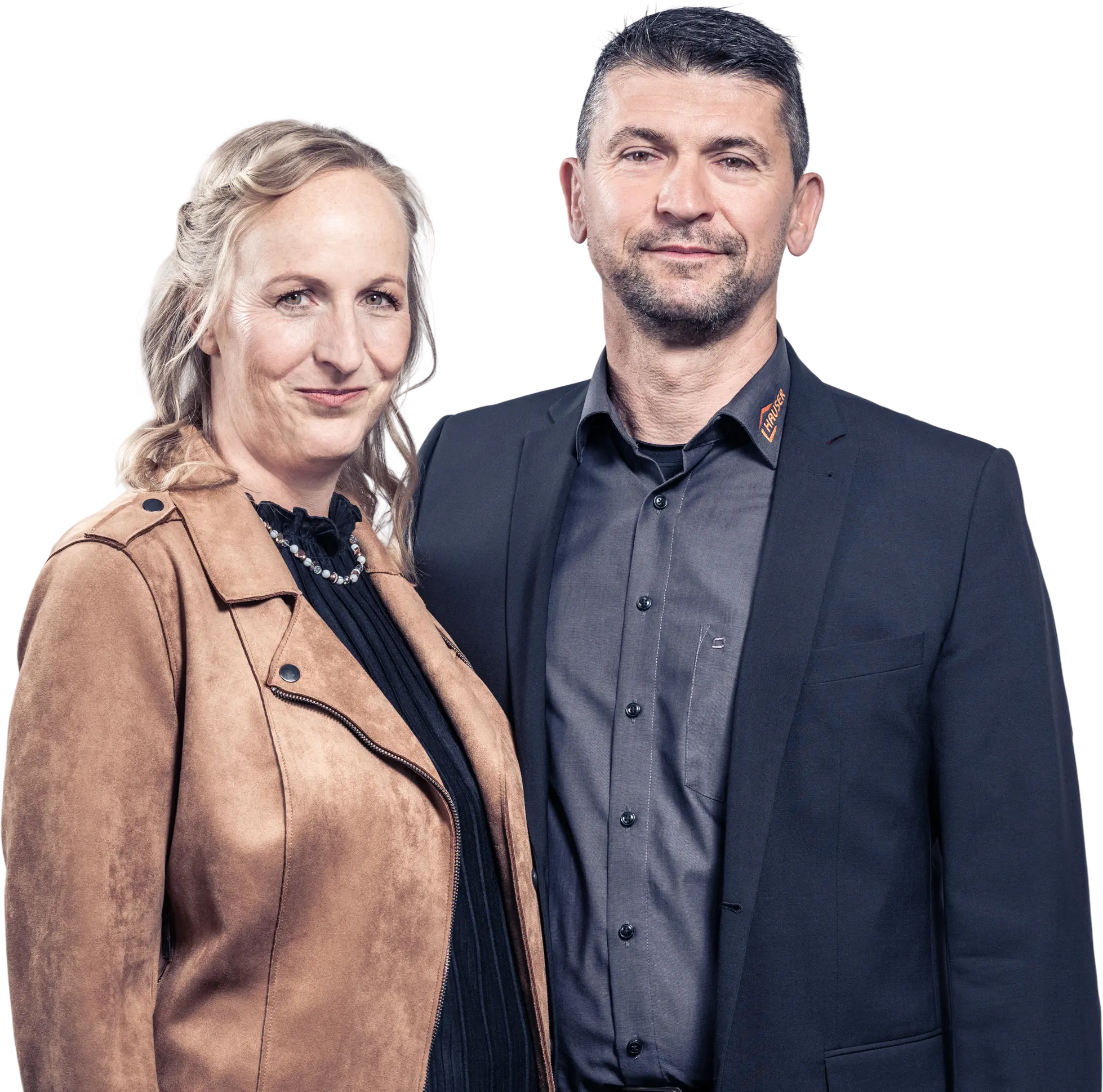 Portrait von Hauser Massivbau Geschäftsführung Simone Hauser-Banholzer und Rainer-Banholzer.
