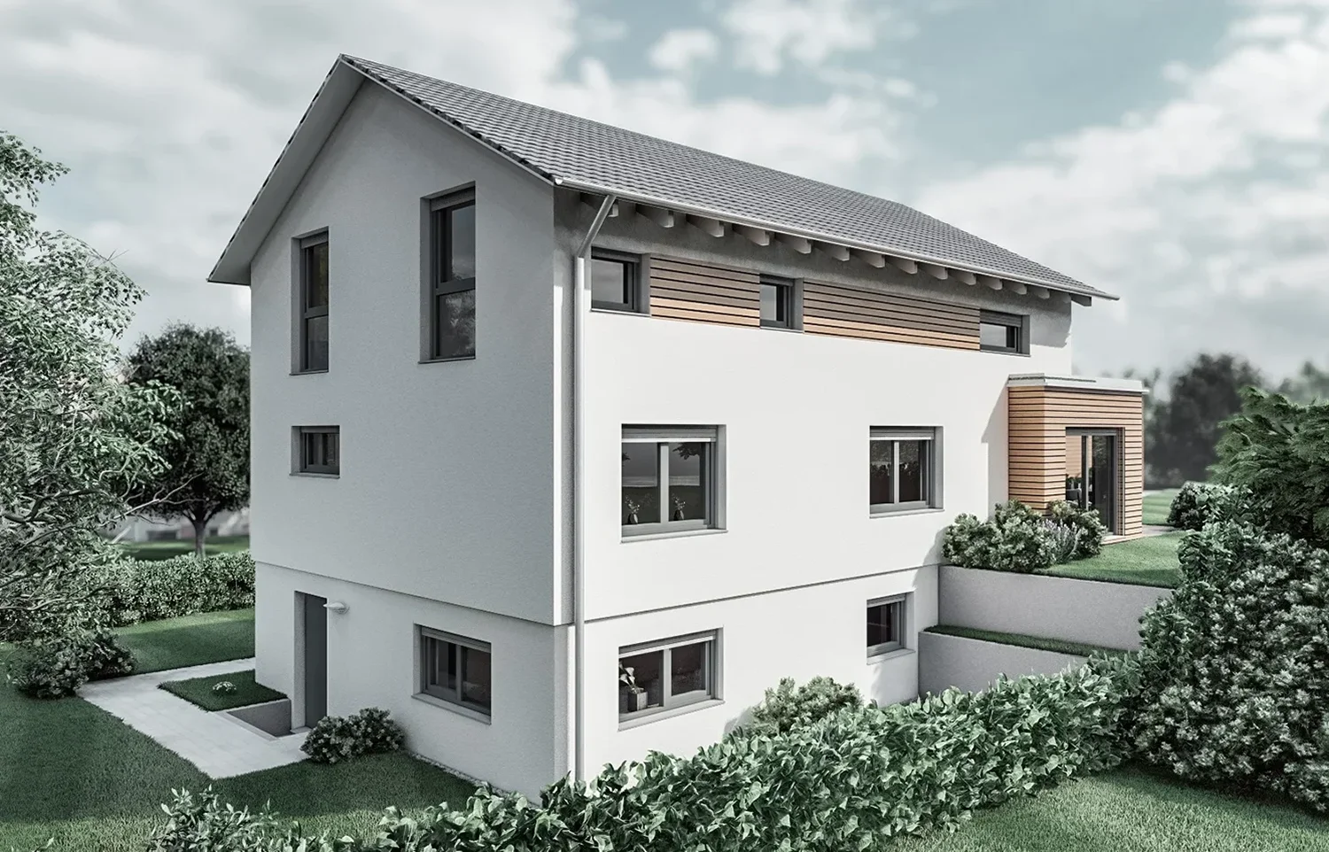 Planung Einfamilienhaus mit Holzelementen von HAUSER Massivbau.
