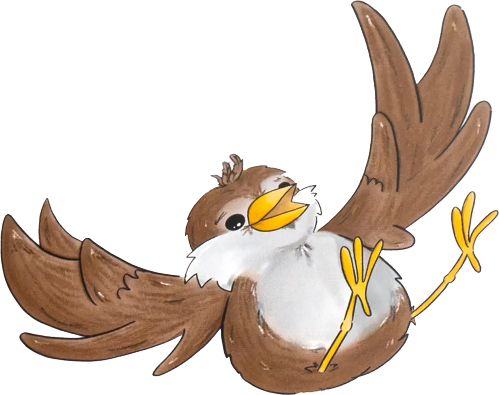 Vogel Kalle Piep aus dem Kinderbuch "Kalle Piep".