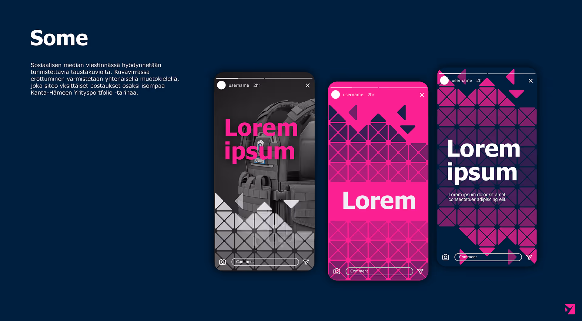 Kanta-hämeen yritysportfolion visuaalisen ilmeen some sivu