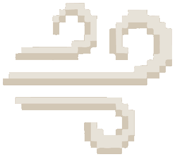 Beige wind icon with three horizontal lines and curls on a transparent background.