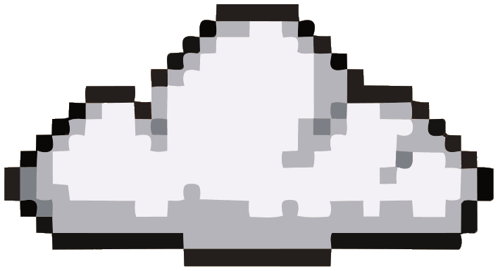 Pixel art of a white cloud with black and gray pixelated edges.