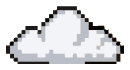 Pixel art style gray and white cloud with a slight shadow below.