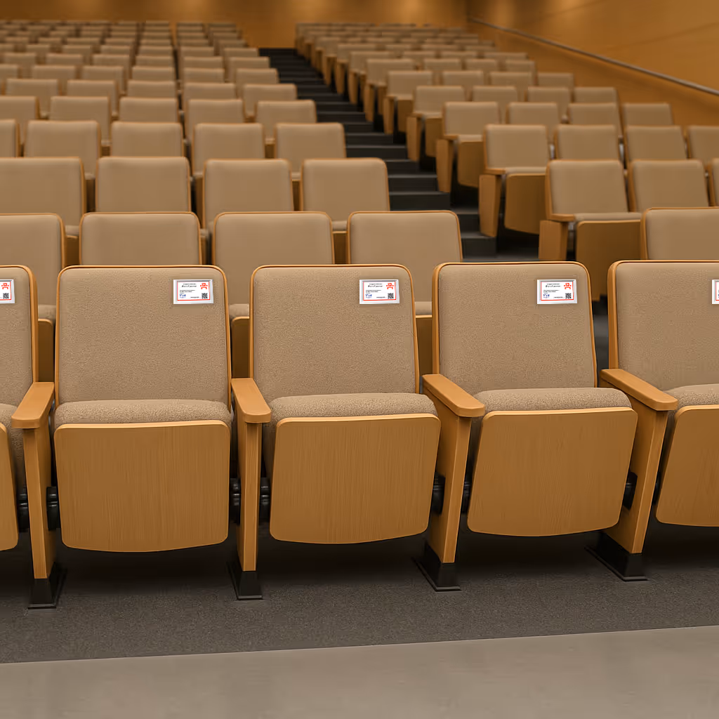 Dans les amphithéatres modernes en entreprises ou dans les centres de séminaire, il y a souvent l'enjeu de positionner sur les premiers rangs les invités clés d'un événement. Avec AmfiTag, vous pouvez personnaliser chaque siège pour chaque événement.