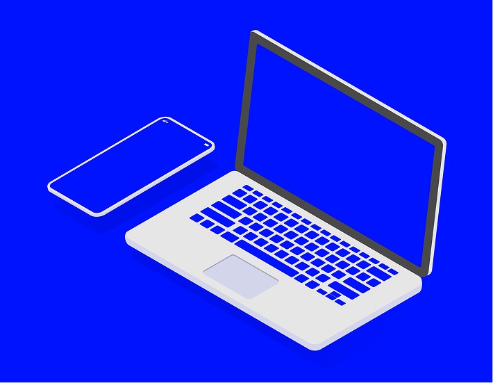 Illustration eines Laptops und eines Smartphones