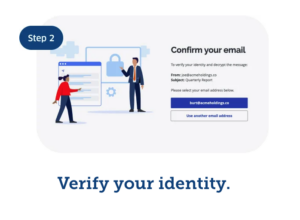 Screenshot of Virtru. Text reads: Verify your identify.