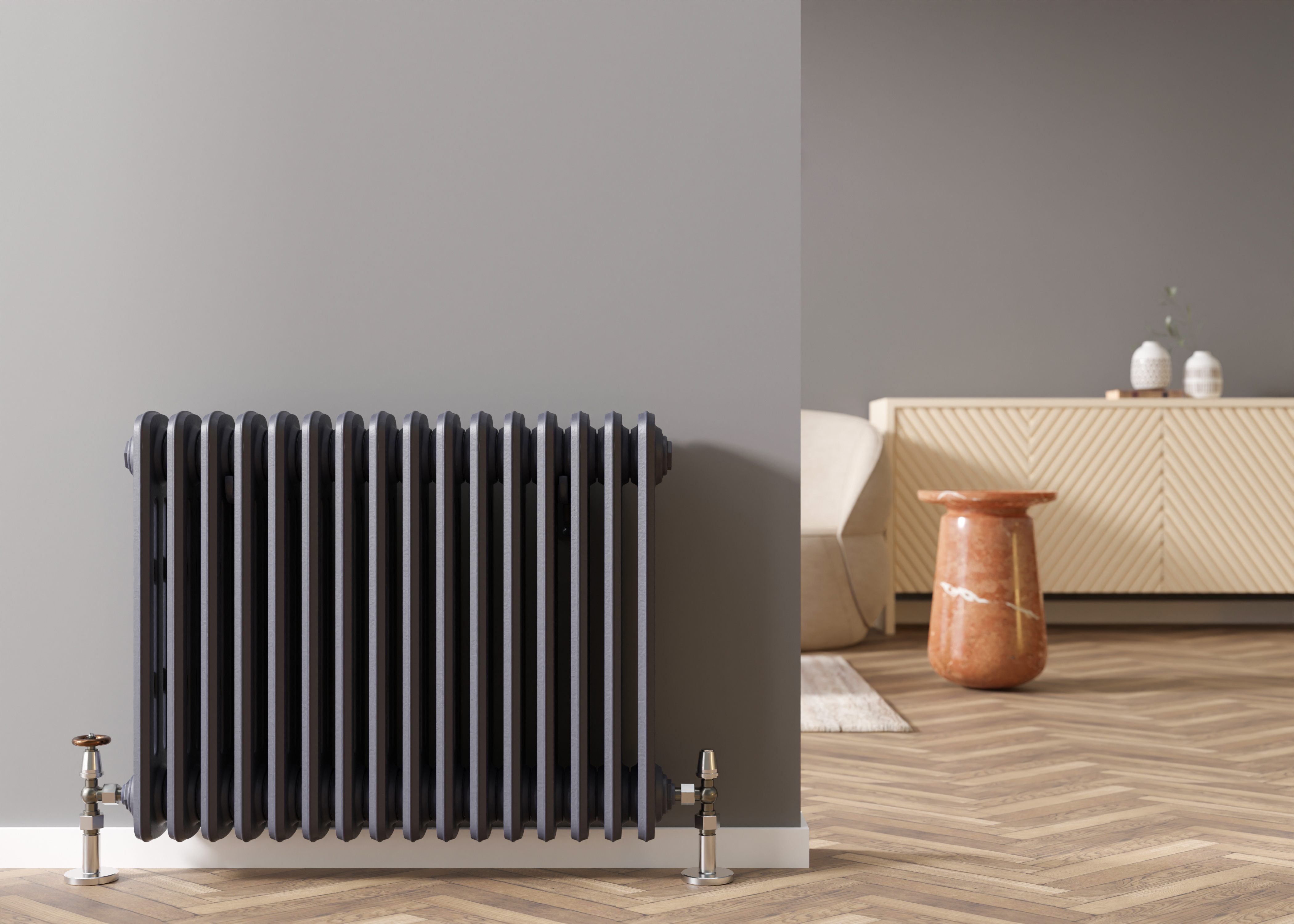 Radiateur design dans un salon contemporain