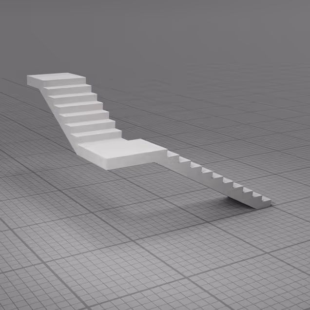 Wizualizacja gotowego prefabrykowanego biegu schodowego z betonu.