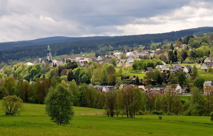 Adorf vor waldigem Hintergrund