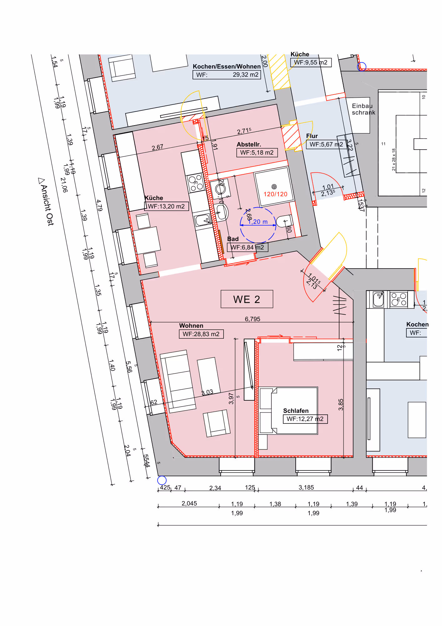 Grundriss Wohnung 2 – 66,32 m²