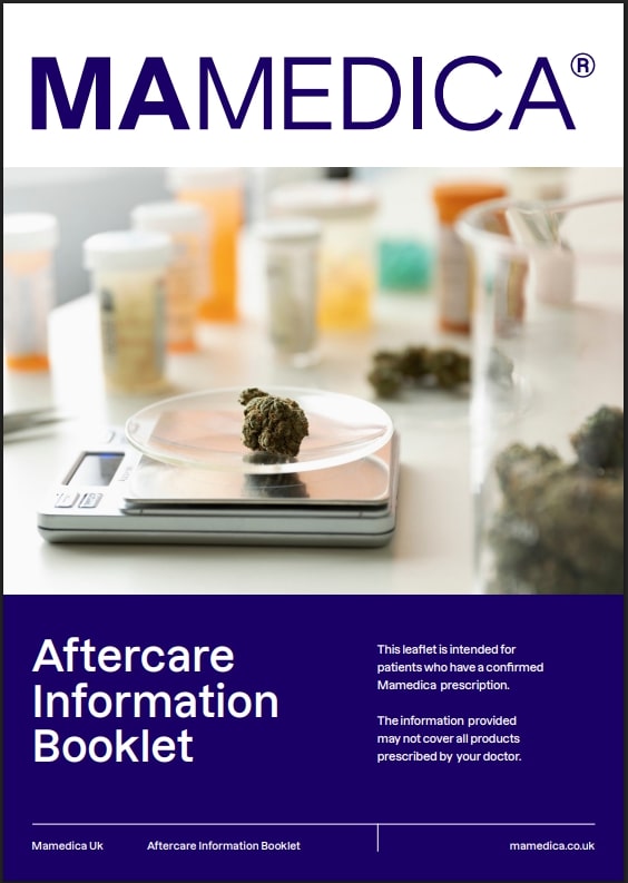 A screenshot of the front cover of the Mamedica Aftercare Information Booklet