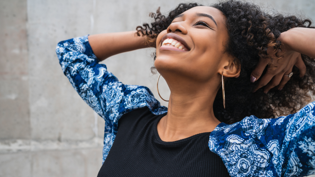 Woman looking happy