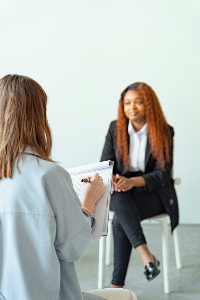 A woman at a consultation with a doctor
