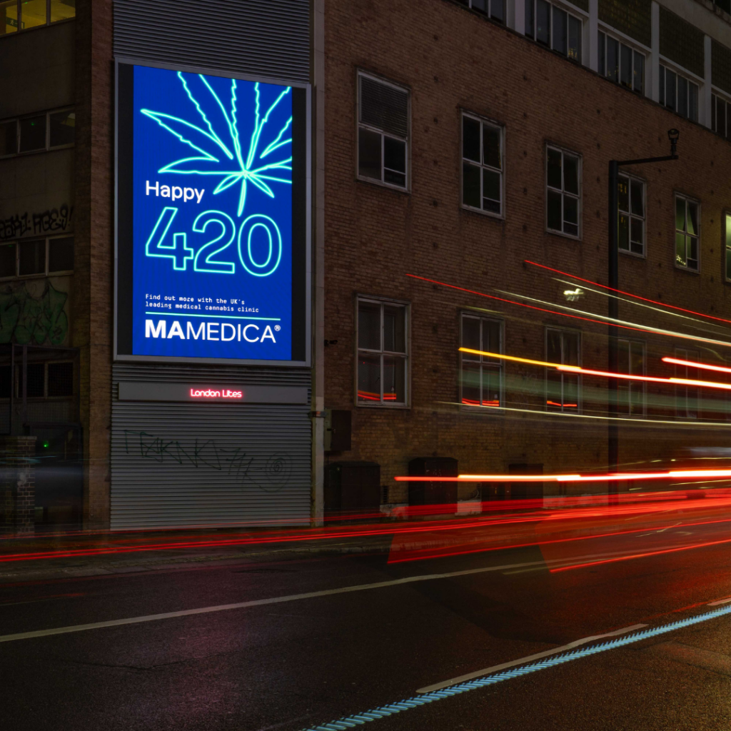 Happy 4/20 billboard by Mamedica