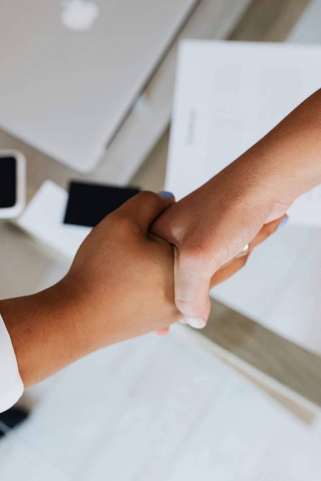 Two people engaged in a handshake