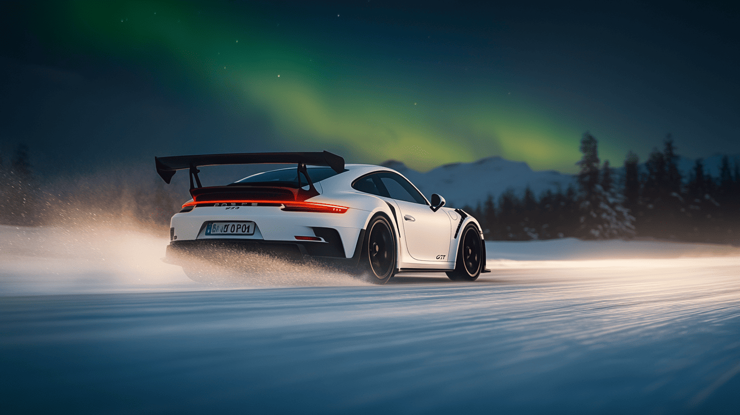 Ice Driving Nachtfahrt in Lappland unter dem Polarlicht